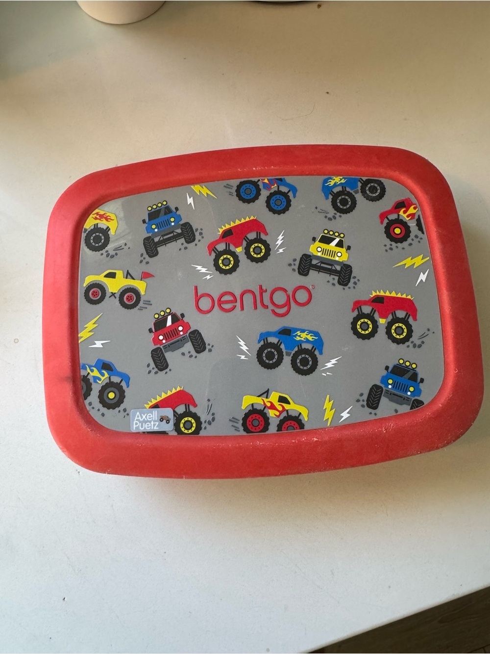 Bentgo Kids Lunchbox with Red Trim and Monster Truck Design